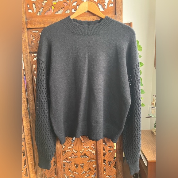 Anna Kay black crewneck knit sweater, wool blend - Picture 1 of 6